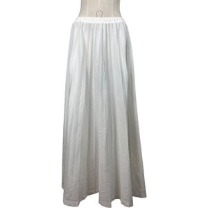 70s/80s Pleated Polyester Cream Midi Skirt by Act III